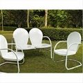 Classic Accessories Crosley Furniture Griffith 3 Pc. Metal Outdoor Conversation Seating Set-Loveseat and 2 Chairs, White VE2613739